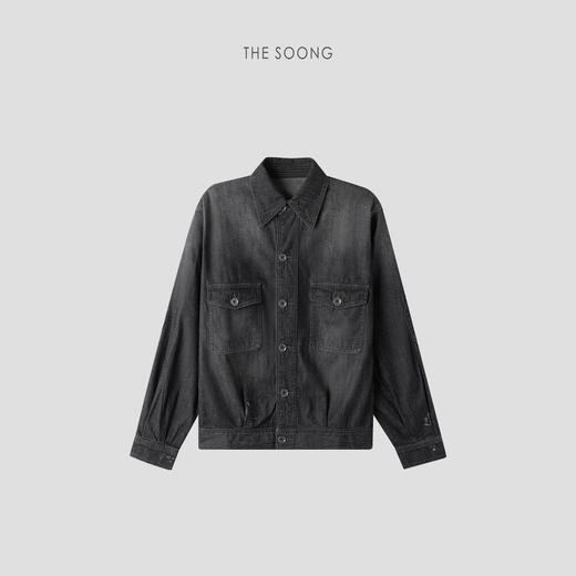 THESOONG|斑驳烬染非常规做旧洗水手工甩点黑灰色牛仔外套HWWT7681 商品图0