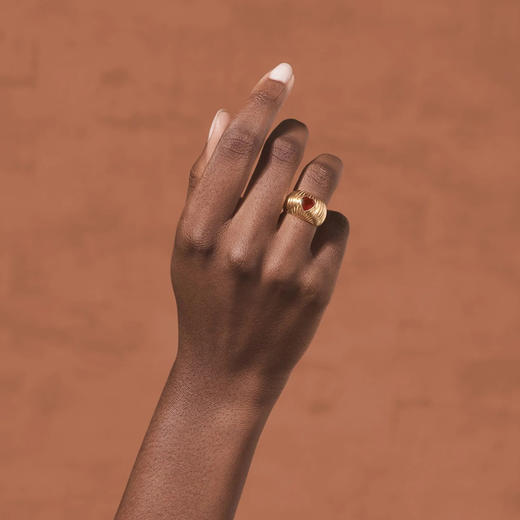 订购4周到｜Tityaravy-Prema-金色 条纹 石榴石 戒指［法国设计师］ 商品图3