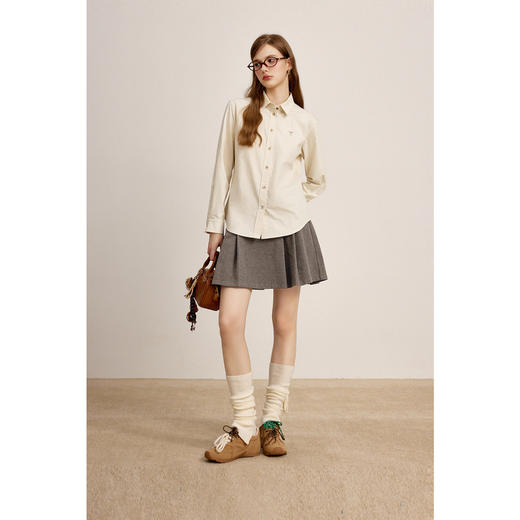 【商场同款】诗凡黎纯色翻领休闲衬衫2024冬新款小衫女3FA422731R 商品图1