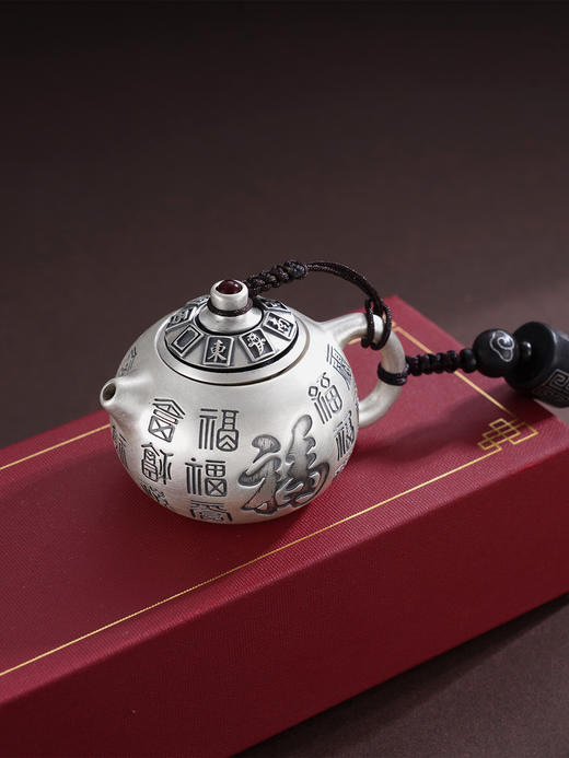 子佩集S999【百福圆满】手把件【YSK555】纯银小摆件迷你小茶壶可转动可打开原创作品2508 商品图0