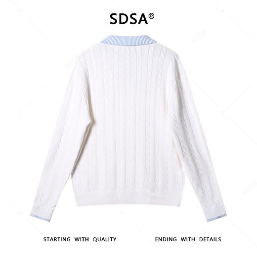 T25282SDSA男士秋冬新款痞帅男装潮牌纽花拼接半纽扣翻领针织衫时尚毛衣 商品图5