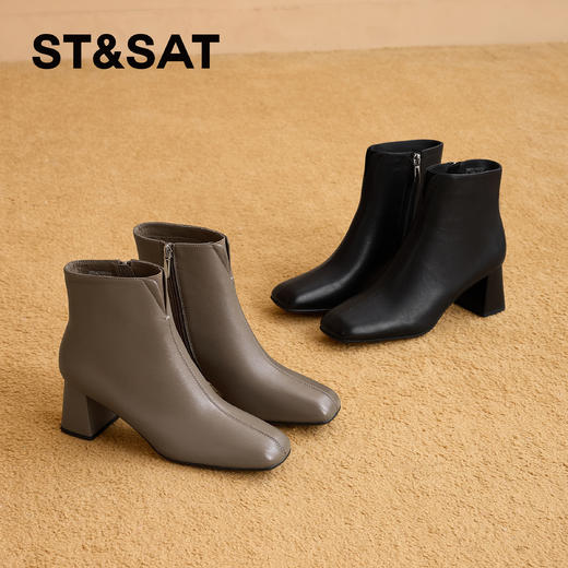 【绒里可选】星期六法式短筒优雅粗跟切尔西SSD4116CCJ/SSD4118CY3 商品图1