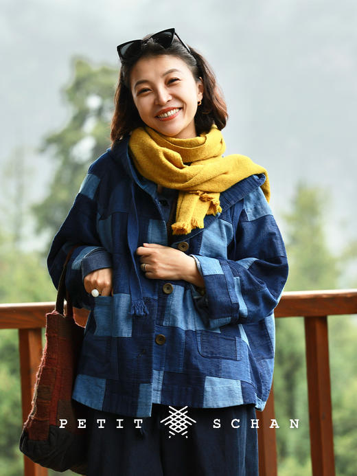 PETIT SCHAN小闪 CLO#908 Self-taught tailor 野裁缝 纯棉百家布牛仔连帽外套 商品图4