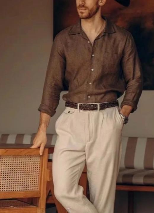 男款亚麻长袖衬衫006 商品图3