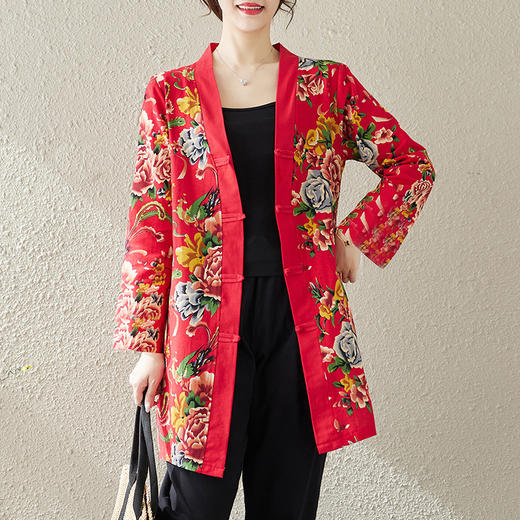 GYH 8808外套民族风盘扣开衫中长款薄款衬衫 商品图3