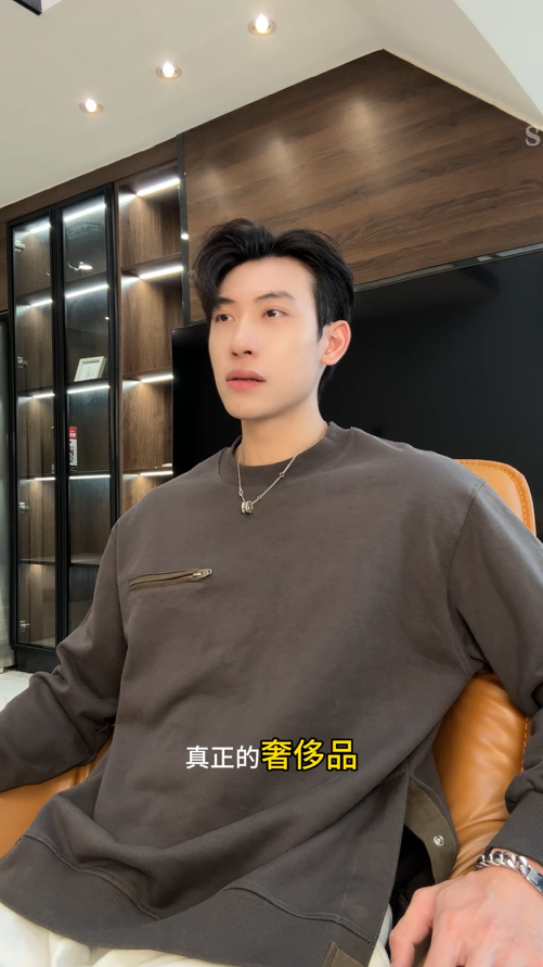 WY559秋冬新款时尚个性纯色拉链拼接圆领套头卫衣休闲百搭上衣潮