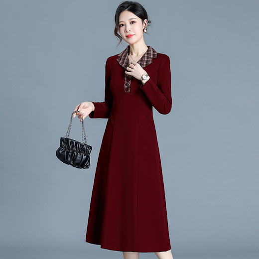 时尚格纹拼结，中长款A字裙QYM-KED-H3356-Y 商品图1