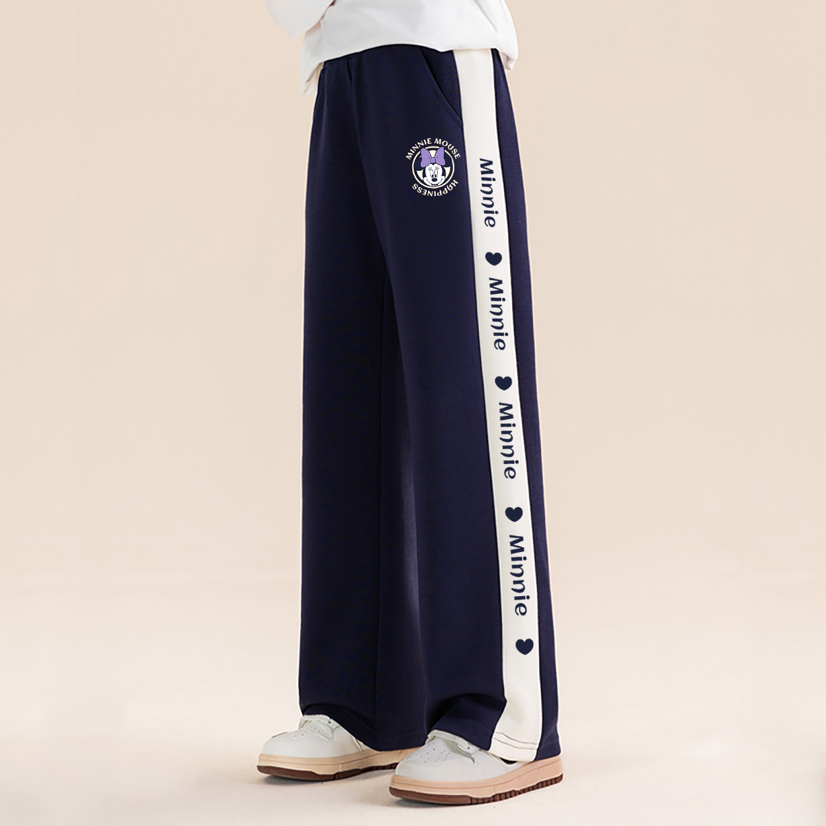 唯品迪士尼女童春秋款元青拼阔腿裤