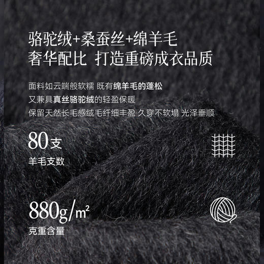 【严选】诗凡黎绵羊毛翻领长款大衣2025秋冬新款双排扣气质通勤双面呢外套7G8170731D 商品图4