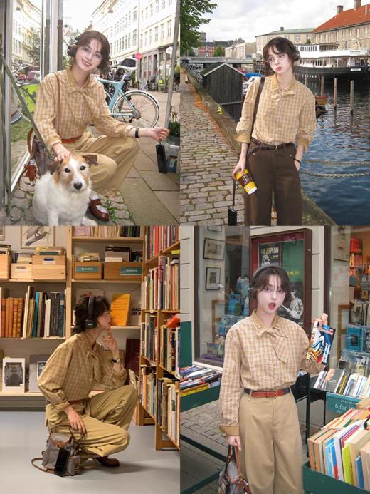 浮生八记/25C128/“领结衬衫”英式撞色格纹领带衬衫 商品图2