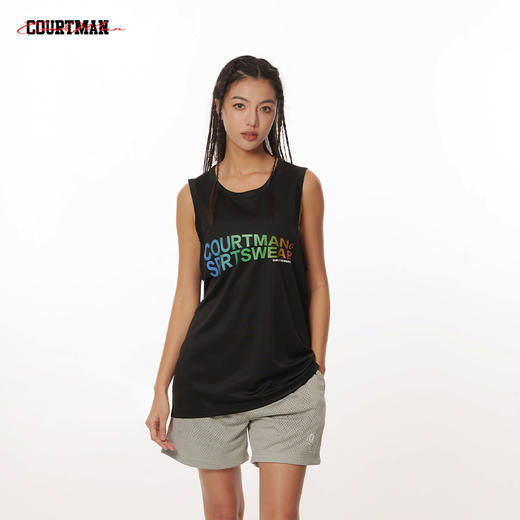 COURTMAN野球帝美式投篮背心跑步训练男女同款篮球坎肩渐变logo 商品图0