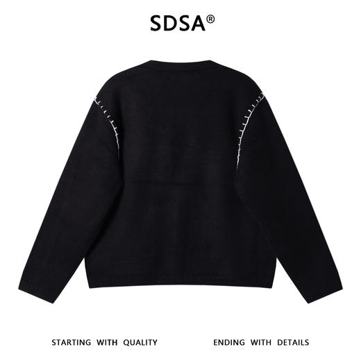 2715SDSA男士秋冬新款痞帅男装复古港风撞色缝线V领针织衫慵懒风毛衣 商品图5