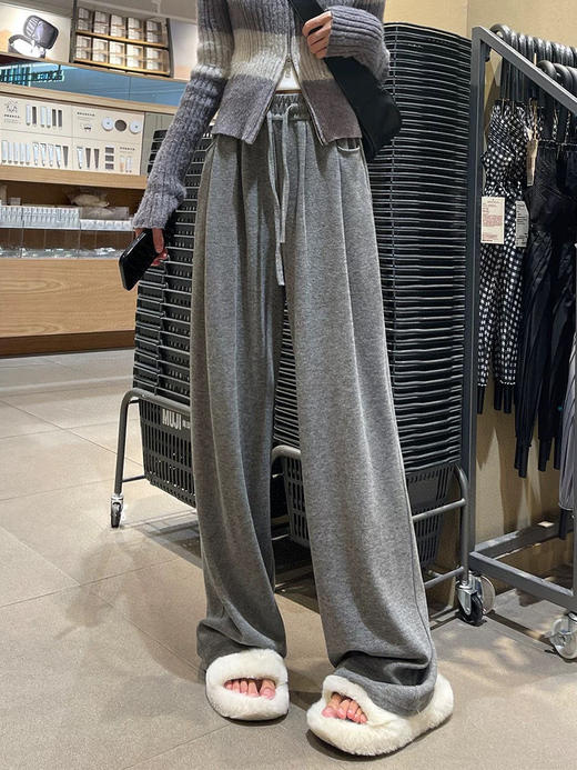 春秋新款针织云朵糯米裤宽松高腰垂感休闲阔腿裤 商品图4