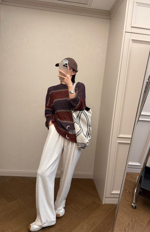 春秋新款针织云朵糯米裤宽松高腰垂感休闲阔腿裤 商品图6