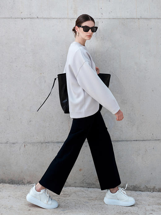 ICB日系春季通勤宽松混纺空气棉圆领套头长袖卫衣针织衫商场同款 商品图2