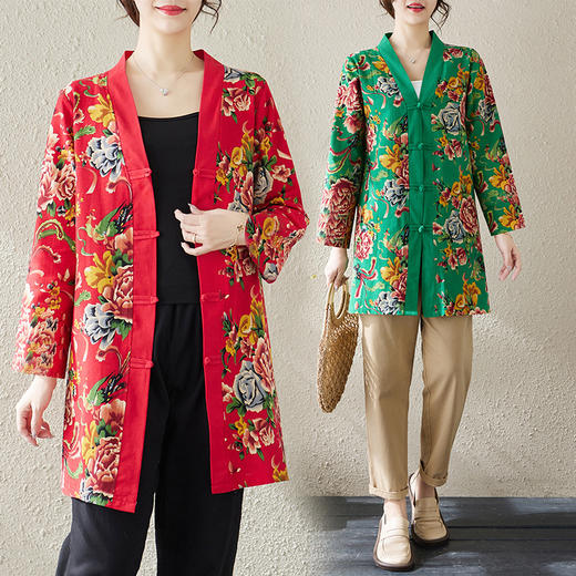 GYH 8808外套民族风盘扣开衫中长款薄款衬衫 商品图0