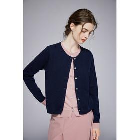 山羊绒圆领针织开衫，撞色气质宽松百搭假两件外套上衣HK-LA-825