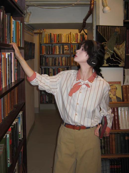 浮生八记/25C128/“领结衬衫”英式撞色格纹领带衬衫 商品图0