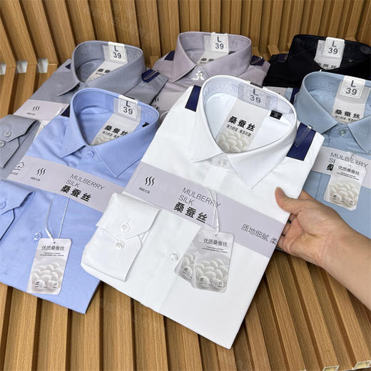 高端品质！2025新款桑蚕丝+莫代尔混纺 秋季商务男士商务休闲长袖衬衫！ 商品图0