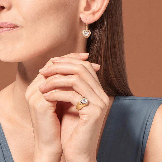 北京仓｜Tityaravy-Gini-金色 心形 白托帕石 吊坠 耳环（单只）［法国设计师］ 商品图1