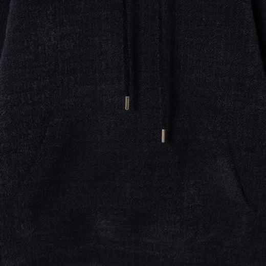 SDSA男士秋冬新款痞帅男装美式绒毛抽绳连帽卫衣休闲暗纹百搭上衣 商品图3