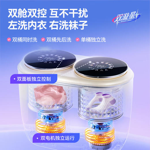 大宇（DAEWOO）内衣内裤专用洗衣机双舱双桶袜子洗衣机迷你小型全自动波轮双仓洗衣机1kg婴儿洗脱一体洗衣机TXD1 商品图1