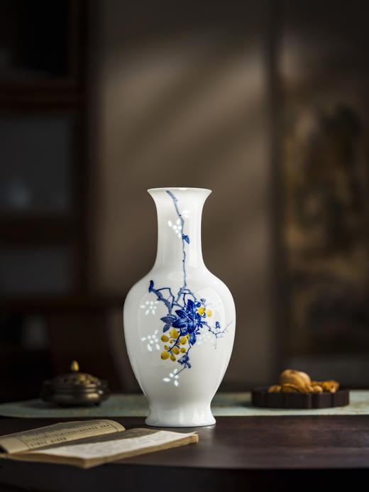 富玉 |  景德镇陶瓷花瓶中式手绘五彩玲珑客厅插花高档家居摆件初夏瓶 商品图0