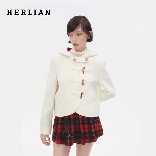 HERLIAN 2025秋季新品女士牛角扣不规则下摆设计短外套 商品图0