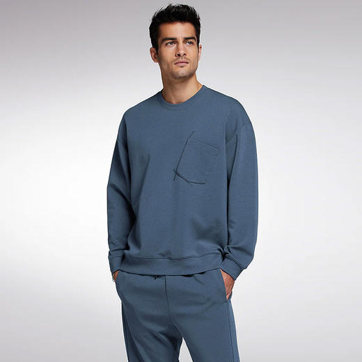 官网1480！爱家男士简约休闲圆领卫衣套装 可外穿亲肤棉长袖长裤家居服睡衣睡裤 商品图0