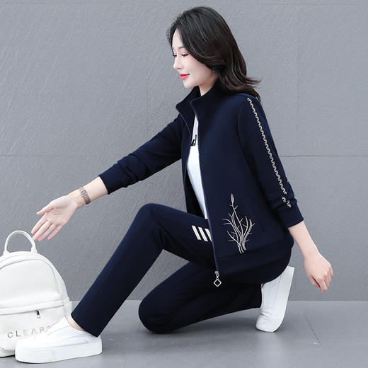 春秋休闲运动套装，中老年妈妈刺绣开衫三件套TR-SL71130 商品图3
