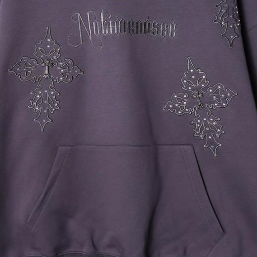 D012SDSA秋冬新款痞帅男装潮牌刺绣字母连帽卫衣十字金属装饰百搭上衣 商品图2