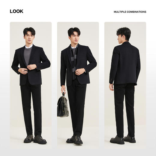 【休闲单西】柒牌西服2025秋冬新品修身修身提花一粒扣西装上衣129C70210 商品图2