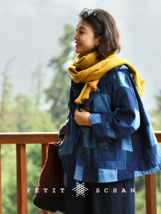 PETIT SCHAN小闪 CLO#908 Self-taught tailor 野裁缝 纯棉百家布牛仔连帽外套 商品图1