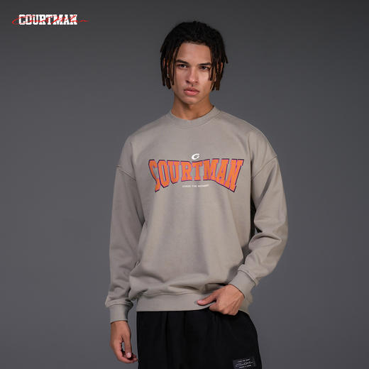 COURTMAN野球帝美式字母logo圆领卫衣男秋季新款套头宽松长袖上衣潮 商品图4
