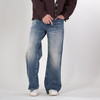 DRONKOO 2025 正常腰微吊磨复古洗水直筒中厚牛仔长裤 商品缩略图1