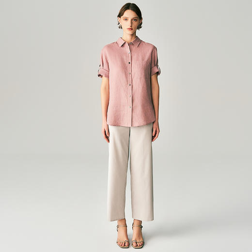 ICB日系春季通勤职业OL半松紧腰混纺直筒长裤休闲阔腿裤商场同款 商品图1