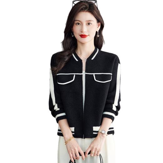 SCXFY3075 小香风短款外套女士2025新款棒球服休闲夹克仿水貂绒开衫春秋上衣 商品图4