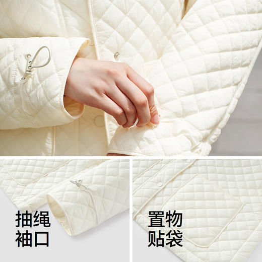 森马棉服女肌理菱格内搭宽松慵懒风2025冬季新款抽绳轻薄棉衣百搭 商品图3