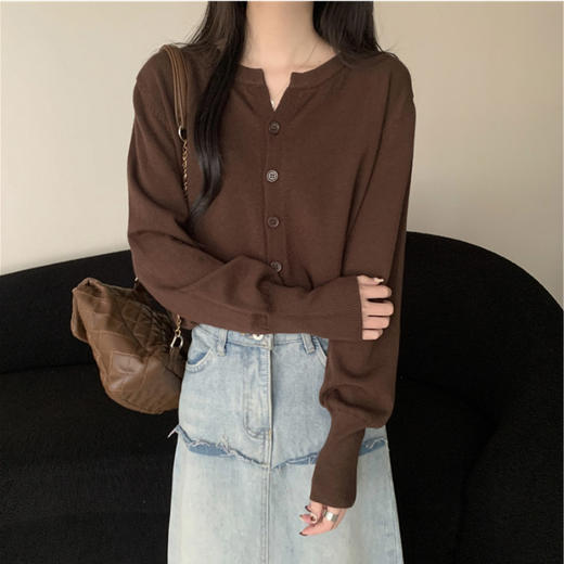 【秋冬圆领针织衫开衫】韩系温柔糯亲肤 宽松短款 外搭毛衣外套上衣  商品图12