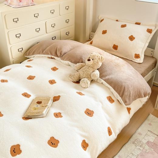 【好看又舒服！柔软透气】冬季小清新卡通立体雪花绒四件套加绒加厚床单被套学生宿舍三件套。rb 商品图8