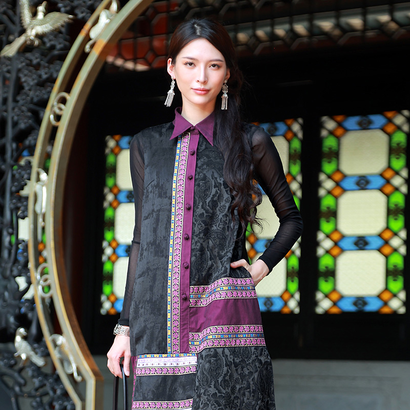 【杨丽萍旗袍改良款】暗香盈秀拼接连衣裙 | 紫色优雅端庄 |现货加急发