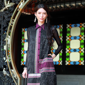 【杨丽萍旗袍改良款】暗香盈秀拼接连衣裙 | 紫色优雅端庄 |现货加急发