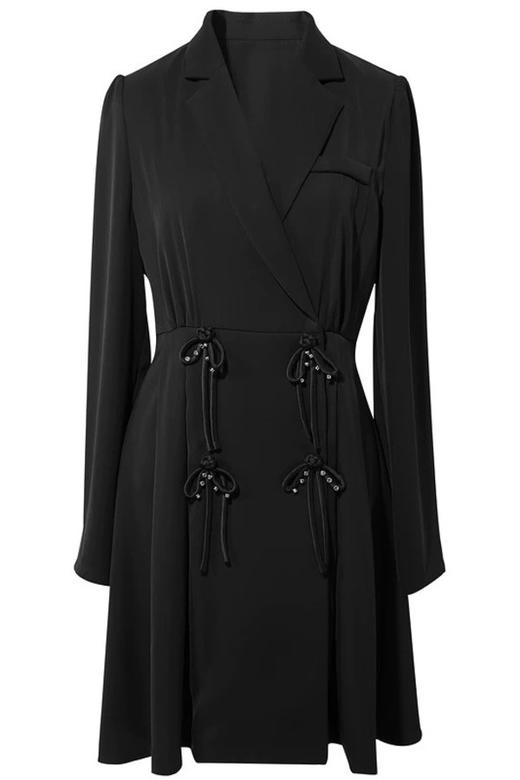 三COLOUR 国风收腰蝴蝶盘扣西装裙 17106 商品图3