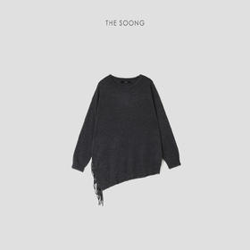 THESOONG|定制纯山羊绒"手缝流苏细腻糯感机织圆领毛衣HWMY7575