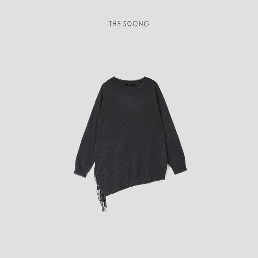 THESOONG|定制纯山羊绒"手缝流苏细腻糯感机织圆领毛衣HWMY7575 商品图0