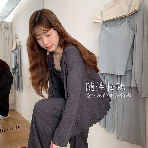 一套得三件~高智感韩系性感睡衣女带胸垫秋冬季女款2025新款三件套装家居服女 商品图3