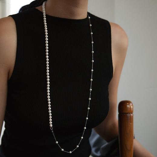 阮仕珍珠 星河之恋系列（短款）S925银 淡水珍珠链牌 4-4.5/5.5-6mm 近圆 极微瑕 极强光 商品图2