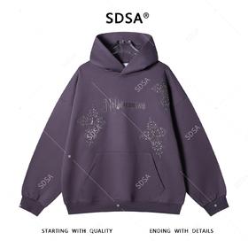 D012SDSA秋冬新款痞帅男装潮牌刺绣字母连帽卫衣十字金属装饰百搭上衣