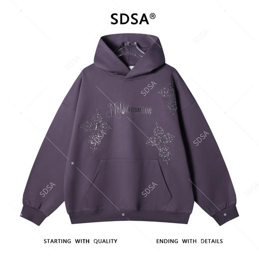 D012SDSA秋冬新款痞帅男装潮牌刺绣字母连帽卫衣十字金属装饰百搭上衣 商品图0