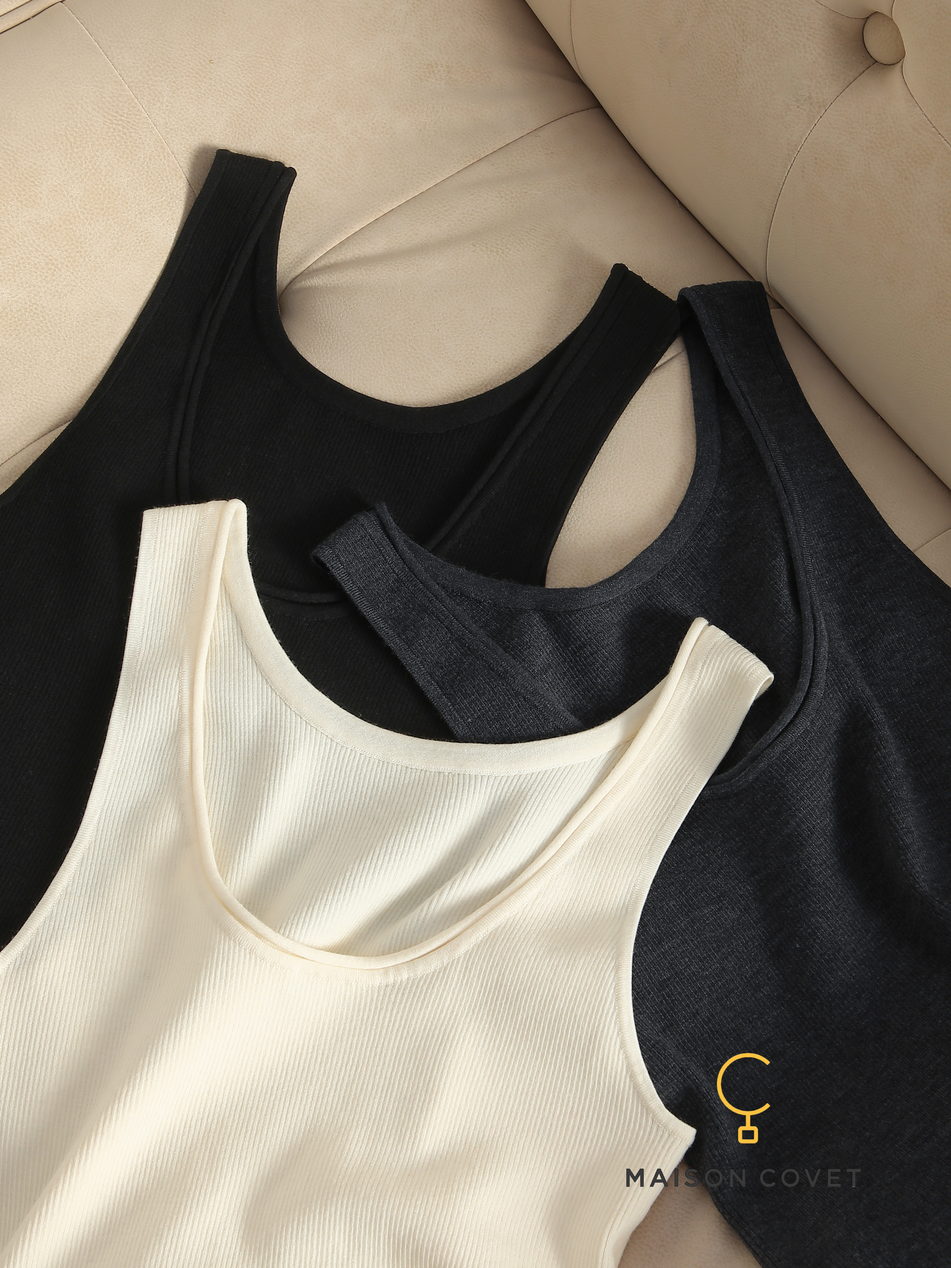 MAISON COVET U领宽边羊毛打底上衣